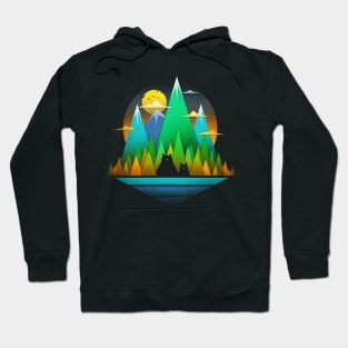 Geometric Landscape Bears Hoodie